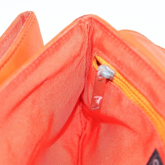 CHANEL Choco Bar Clutch Bag Lamb Skin Orange CC Auth bs16924 - Picture 11 of 16